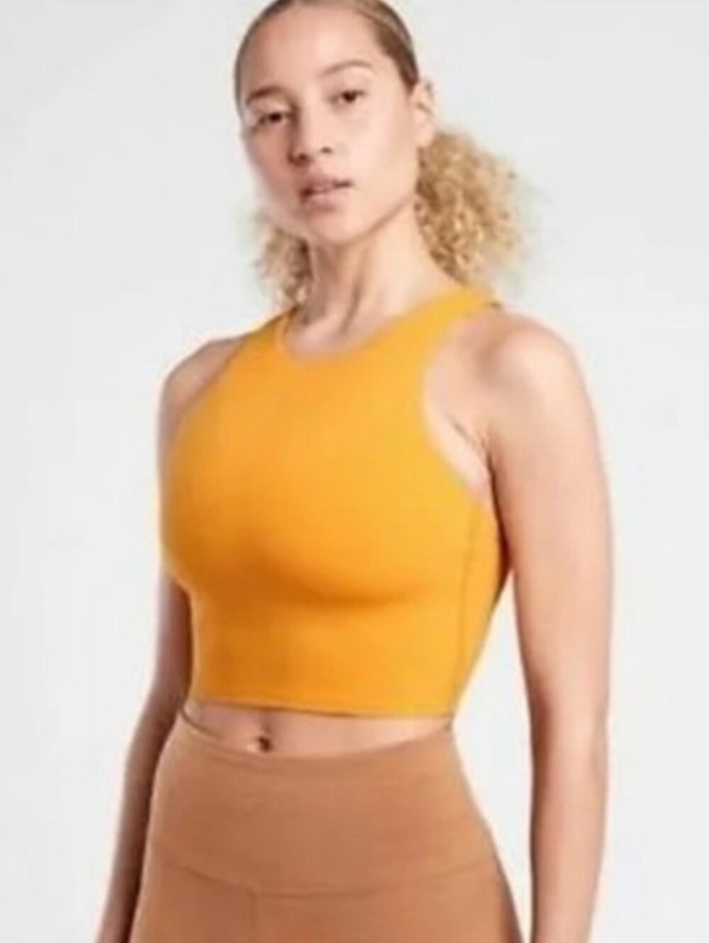 Athleta Conscious Crop Bra Tank in Mustard - Size Small D-Dd